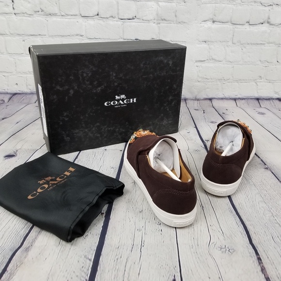 COACH | C103 beaded sequin cap toe split suede slip-on sneaker - Picture 5 of 8